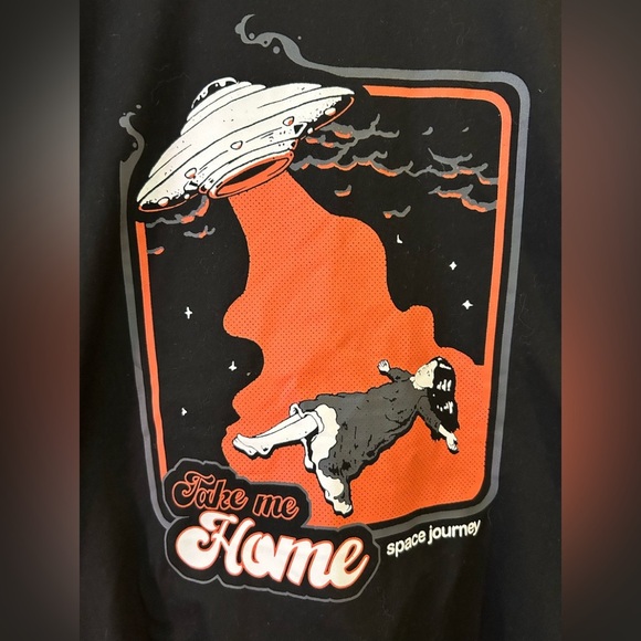 ROMWE / NWT/ Black Tee with Space Graphic/ “Take me Home” - Picture 2 of 12
